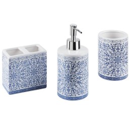 3-częściowy zestaw akcesoriów łazienkowych ceramiczny niebiesko-biały CARORA Lumarko!
