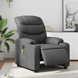 Rozkładany fotel masujący, elektryczny, szary, sztuczna skóra Lumarko!