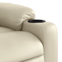 Rozkładany fotel masujący, kremowe, sztuczna skóra Lumarko!