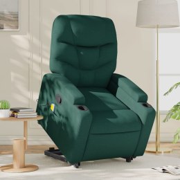 Podnoszony fotel masujący, rozkładany, ciemnozielony, tkanina Lumarko!