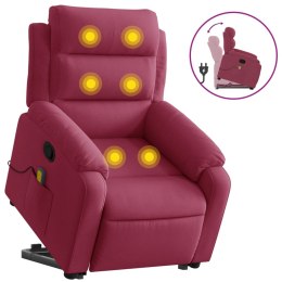 Rozkładany fotel masujący, podnoszony, winna czerwień, aksamit Lumarko!