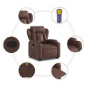Podnoszony fotel masujący, rozkładany, brązowy, ekoskóra Lumarko!