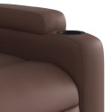 Podnoszony fotel masujący, rozkładany, brązowy, ekoskóra Lumarko!