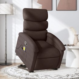 Podnoszony fotel masujący, rozkładany, ciemnobrązowy, tkanina Lumarko!