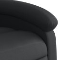 Podnoszony fotel masujący, rozkładany, czarny, skóra naturalna Lumarko!