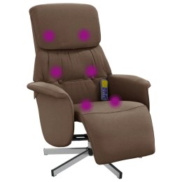 Rozkładany fotel masujący z podnóżkiem, brązowy, obity tkaniną Lumarko!