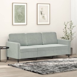Sofa 3-osobowa, jasnoszara, 180 cm, tapicerowana aksamitem Lumarko!