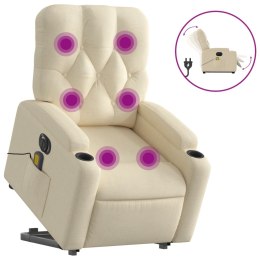 Podnoszony fotel masujący, elektryczny, rozkładany, kremowy Lumarko!