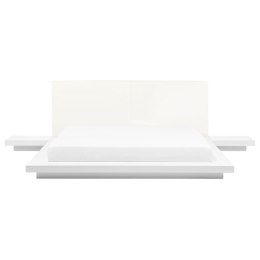 Łóżko ze stolikami nocnymi 160 x 200 cm białe ZEN Lumarko!