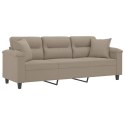 3-osobowa sofa z poduszkami, kolor taupe, 180 cm, mikrofibra Lumarko!