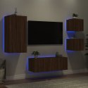5-częściowy zestaw mebli TV z LED, brązowy dąb Lumarko!
