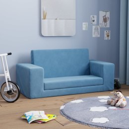 2-osobowa sofa dla dzieci, rozkładana, niebieska, miękki plusz Lumarko!