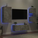 5-częściowy zestaw mebli TV z LED, szarość betonu Lumarko!
