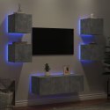 6-częściowy zestaw mebli TV z LED, szarość betonu Lumarko!