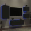 5-częściowy zestaw mebli TV z LED, czarny Lumarko!