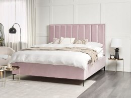 Łóżko z pojemnikiem welurowe 180 x 200 cm różowe SEZANNE Lumarko!