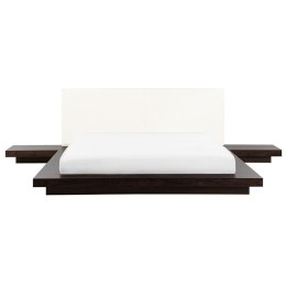 Łóżko ze stolikami nocnymi 180 x 200 cm ciemne drewno ZEN Lumarko!