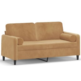 2-osobowa sofa z poduszkami, brązowa, 140 cm, aksamit Lumarko!