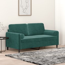 2-osobowa sofa z poduszkami, ciemnozielona, 140 cm, aksamit Lumarko!