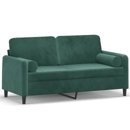 2-osobowa sofa z poduszkami, ciemnozielona, 140 cm, aksamit Lumarko!