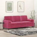3-osobowa sofa z poduszkami, winna czerwień, 180 cm, aksamit Lumarko!