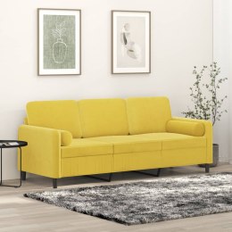 3-osobowa sofa z poduszkami, żółta, 180 cm, aksamit Lumarko!
