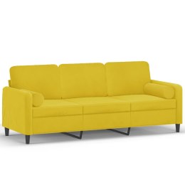 3-osobowa sofa z poduszkami, żółta, 180 cm, aksamit Lumarko!