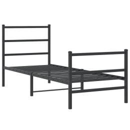 Metalowa rama łóżka z wezgłowiem i zanóżkiem, czarna, 80x200 cm Lumarko!