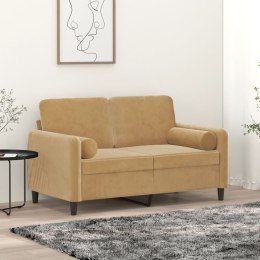 2-osobowa sofa z poduszkami, brązowa, 120 cm, aksamit Lumarko!