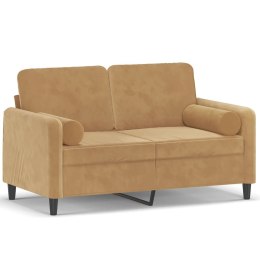 2-osobowa sofa z poduszkami, brązowa, 120 cm, aksamit Lumarko!