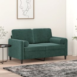 2-osobowa sofa z poduszkami, ciemnozielona, 120 cm, aksamit Lumarko!