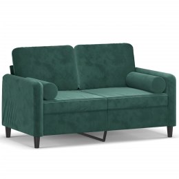 2-osobowa sofa z poduszkami, ciemnozielona, 120 cm, aksamit Lumarko!
