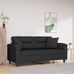 2-osobowa sofa z poduszkami, czarna, 140 cm, mikrofibra Lumarko!