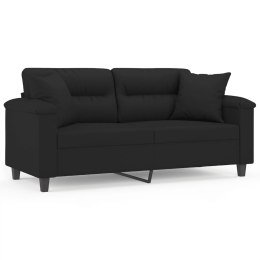 2-osobowa sofa z poduszkami, czarna, 140 cm, mikrofibra Lumarko!