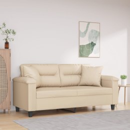 2-osobowa sofa z poduszkami, kremowa, 140 cm, mikrofibra Lumarko!