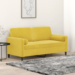 2-osobowa sofa z poduszkami, żółta, 140 cm, aksamit Lumarko!