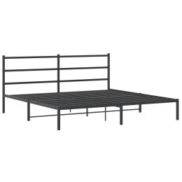 Metalowa rama łóżka z wezgłowiem, czarna, 200x200 cm Lumarko!