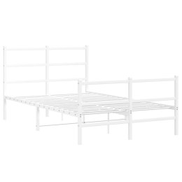 Metalowa rama łóżka z wezgłowiem i zanóżkiem, biała, 120x190 cm Lumarko!
