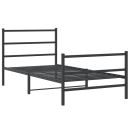Metalowa rama łóżka z wezgłowiem i zanóżkiem, czarna, 107x203cm Lumarko!
