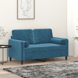 2-osobowa sofa z poduszkami, niebieska, 120 cm, aksamit Lumarko!