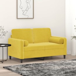 2-osobowa sofa z poduszkami, żółta, 120 cm, aksamit Lumarko!