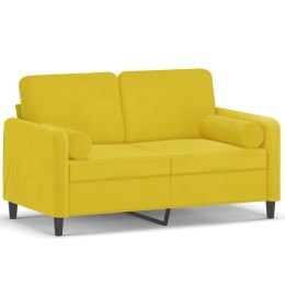 2-osobowa sofa z poduszkami, żółta, 120 cm, aksamit Lumarko!