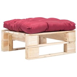 Ogrodowy puf z palet, czerwona poduszka, naturalne drewno Lumarko!