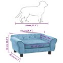 Sofa dla psa, turkusowa, 72x45x30 cm, pluszowa Lumarko!