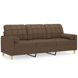 3-osobowa sofa z poduszkami, brązowa, 180 cm, tkanina Lumarko!