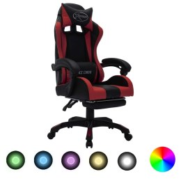 Fotel dla gracza z RGB LED, kolor wina i czarny, sztuczna skóra Lumarko!