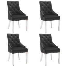 Krzesła stołowe, 4 szt., czarne, obite aksamitem Lumarko!