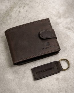 Zestaw prezentowy: mały, skórzany portfel męski i brelok - Peterson Lumarko!