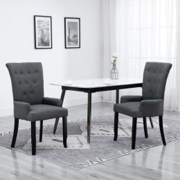 Krzesła stołowe z podłokietnikami, 2 szt., ciemnoszare, tkanina Lumarko!