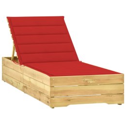 Leżak z czerwoną poduszką, impregnowane drewno sosnowe Lumarko!